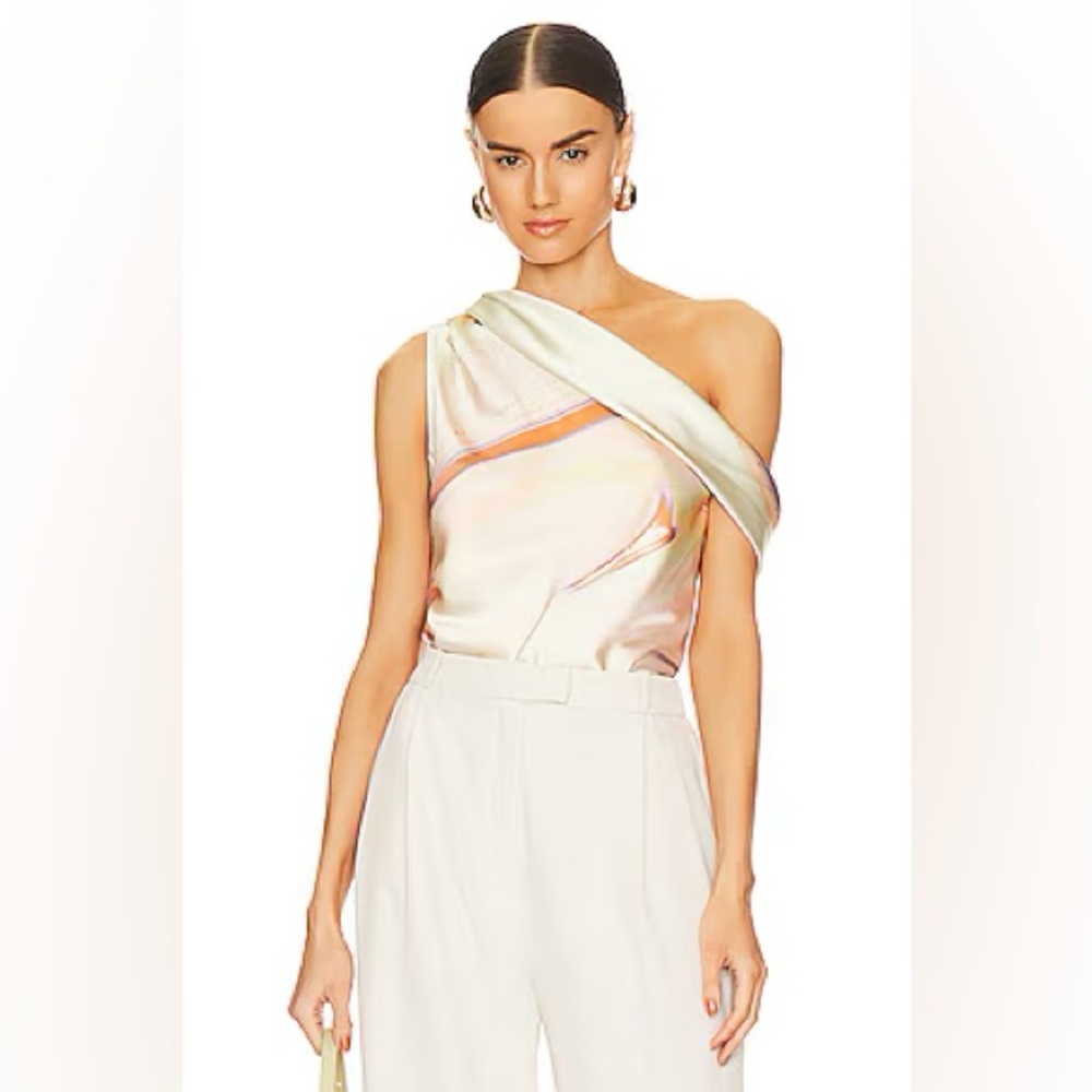 SIMKHAI Lexy Cold Shoulder Top - SEAFOAM MARBLE PRINT / XS